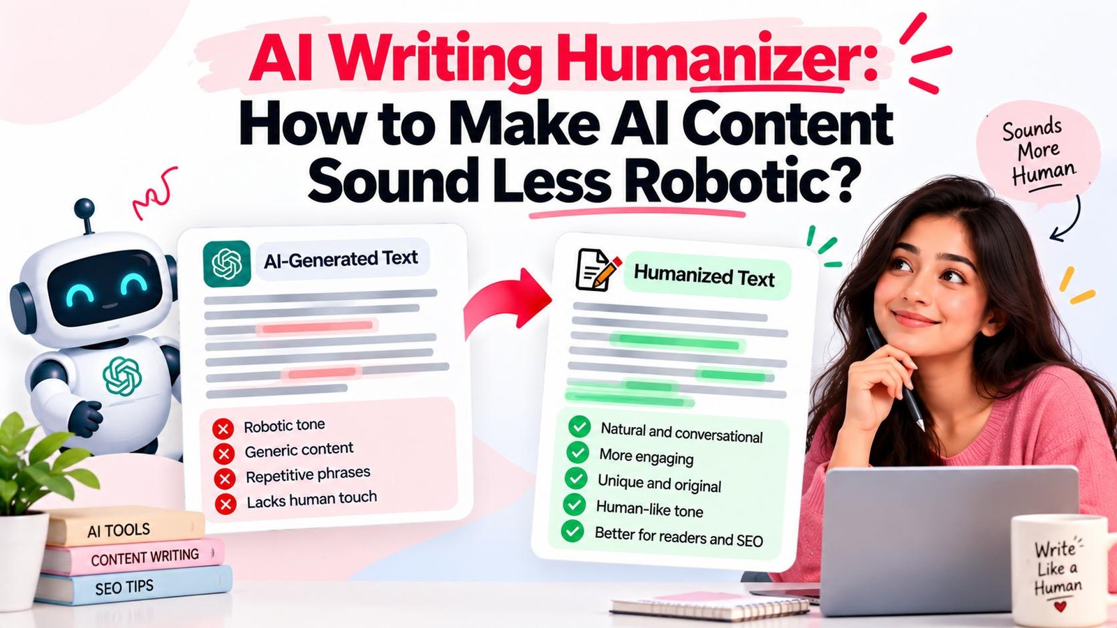 AI writing humanizer for making AI-generated content sound less robotic